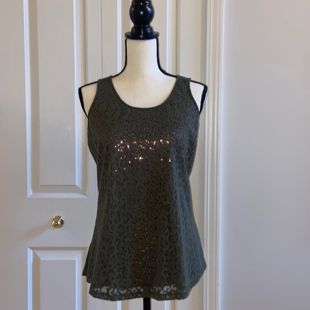 THE LIMITED Sequin Cheetah Print Tank